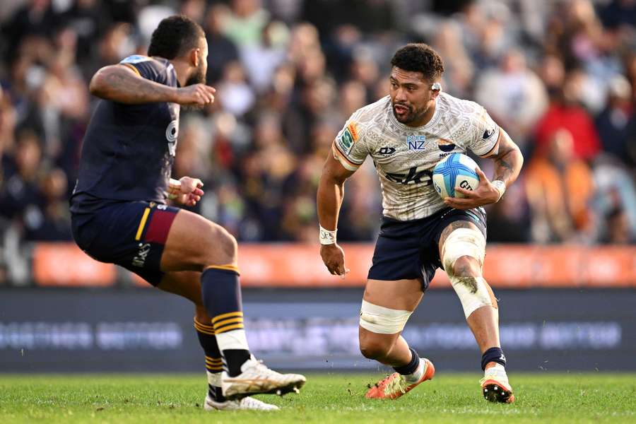 Moana Pasifika captain Ardie Savea charges forward during their weekend win over the Highlanders.