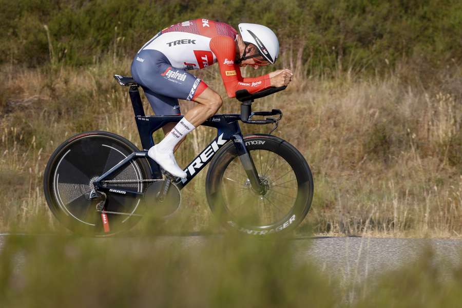 Bauke Mollema tijdens het Nederlands kampioenschap tijdrijden