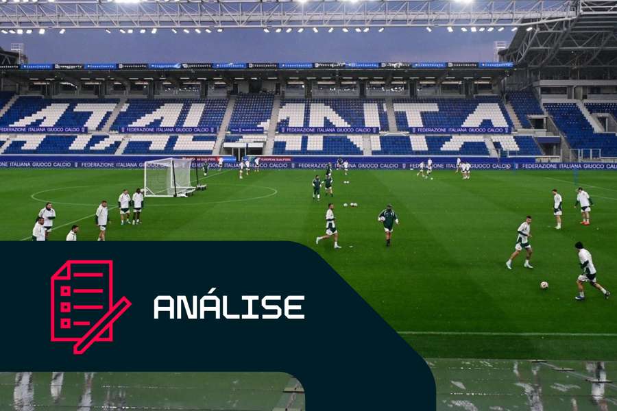 Os jogadores italianos treinam no Estádio de Bérgamo antes de enfrentarem a Irlanda do Norte Os jogadores italianos treinam no Estádio de Bérgamo antes de enfrentarem a Irlanda do Norte