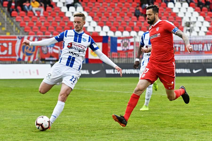 Fotbalisté 1. SC Znojmo na archivním snímku ze zápasu se Zbrojovkou Brno.