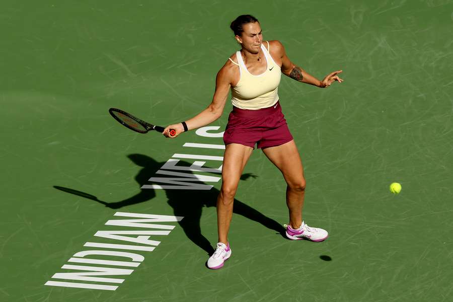 Aryna Sabalenka of Belarus returns a shot