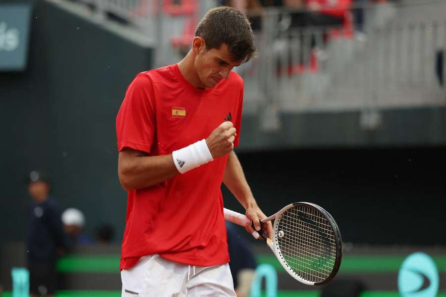Rafa Jódar celebra un punto durante el Chile-España de la Copa Davis Rafa Jódar celebra un punto durante el Chile-España de la Copa Davis