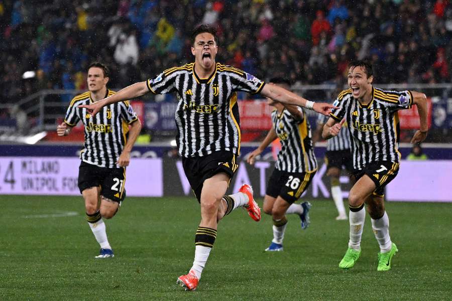Juventus' Kenan Yildiz celebrates scoring their third goal