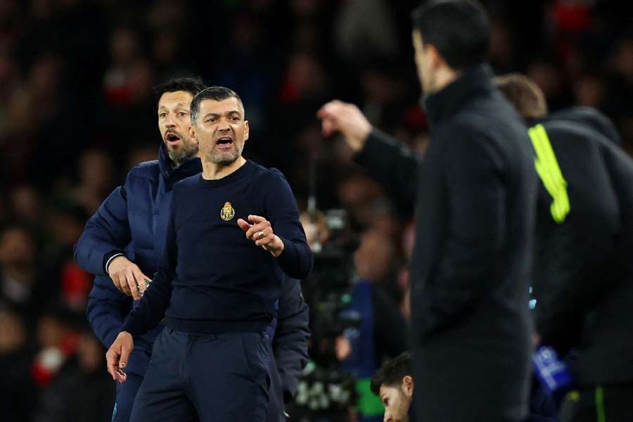 Sergio Conceicao reacts as his former side took on Arsenal in the Champions League