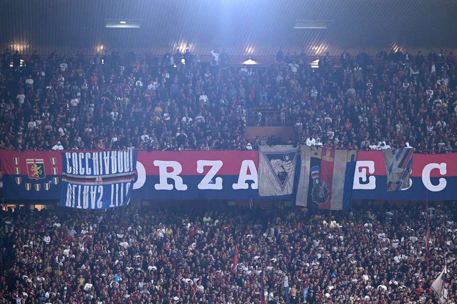 A section of Genoa supporters during the match with Sampdoria