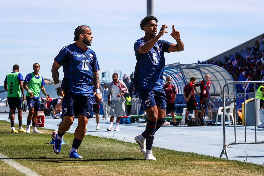 Kevin Pina célèbre son but lors du match amical entre le Cap-Vert et la Serbie, le 31 mai 2026 à Lisbonne, au Portugal. Kevin Pina célèbre son but lors du match amical entre le Cap-Vert et la Serbie, le 31 mai 2026 à Lisbonne, au Portugal.