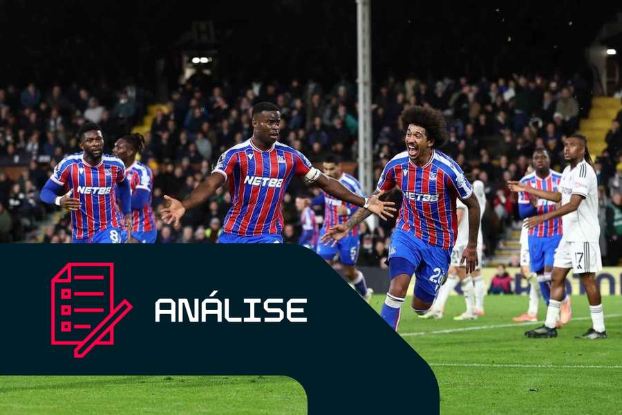 Marc Guehi, do Crystal Palace, celebra um golo frente ao Fulham Marc Guehi, do Crystal Palace, celebra um golo frente ao Fulham