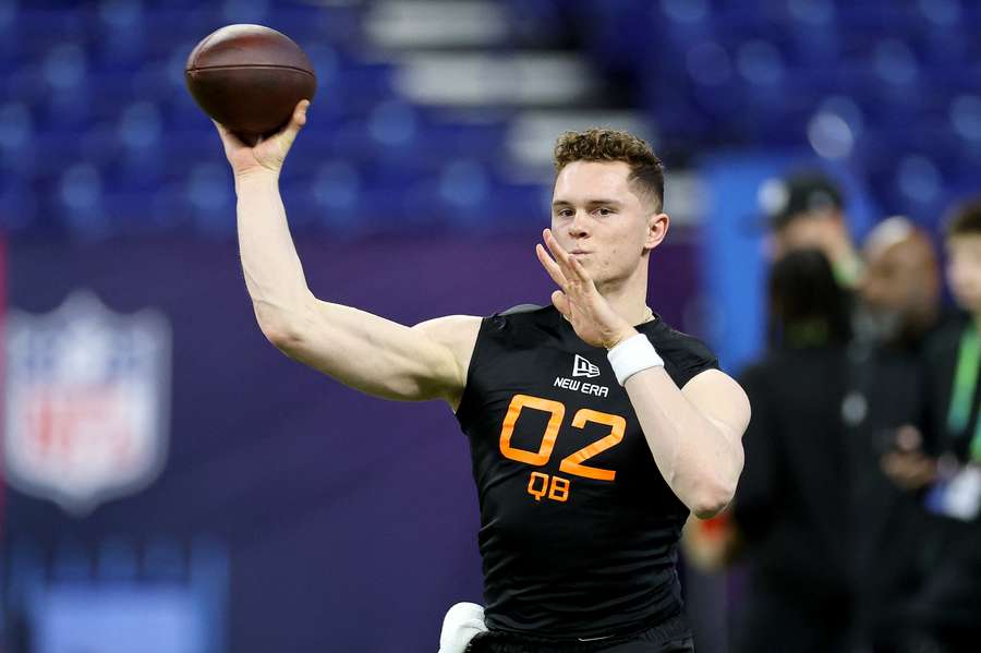 Brady Cook in action during the NFL Combine