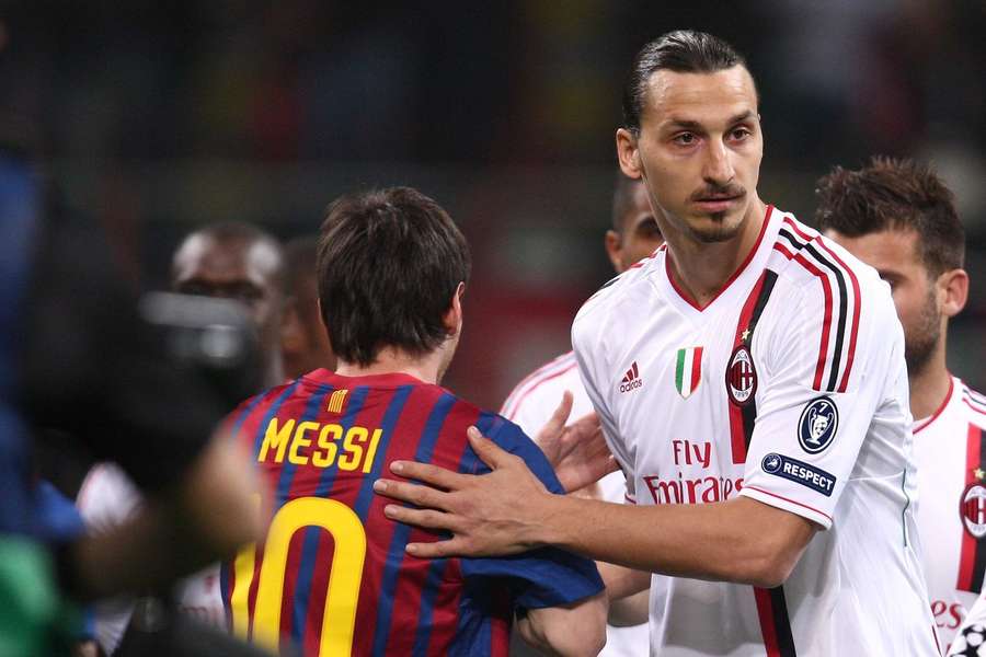 Ibrahimovic (r.) und Messi (l.) bei einem CL-Viertelfinale im März 2012 zwischen Barca und Milan Ibrahimovic (r.) und Messi (l.) bei einem CL-Viertelfinale im März 2012 zwischen Barca und Milan