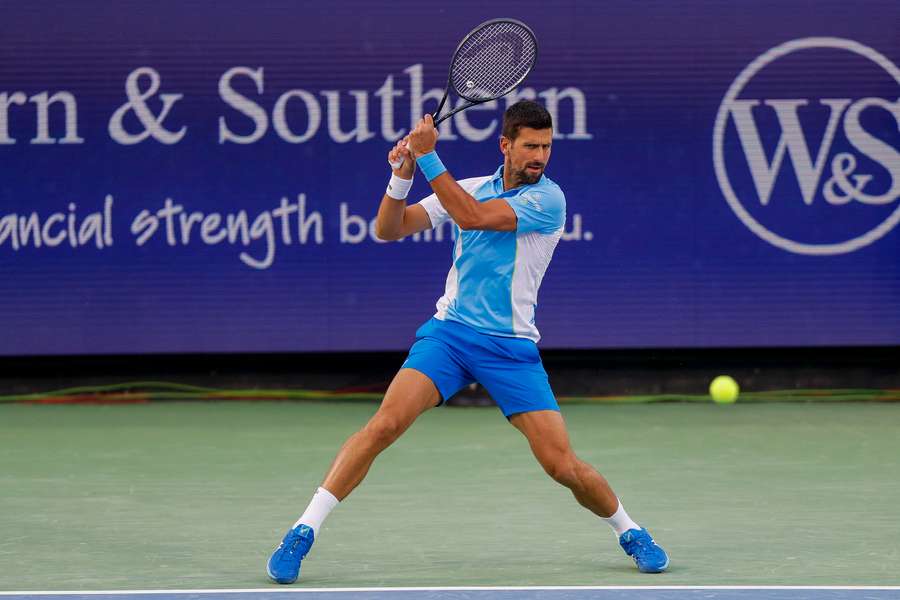Novak Djokovic in action at the Cincinnati Open