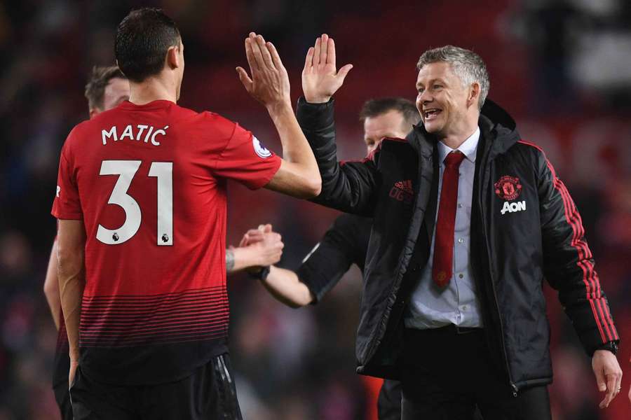 Nemanja Matič a Ole Gunnar Solskjaer v dobách společného působení v Manchesteru United. 