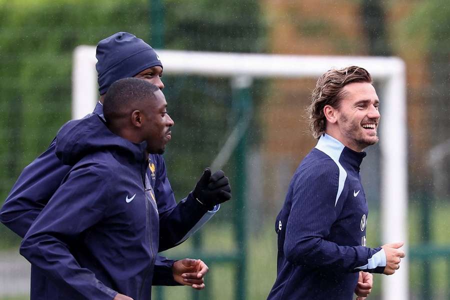 Antoine Griezmann à l'entraînement avec les Bleus.