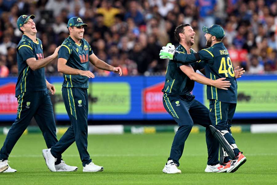 Josh Hazlewood dismisses Suryakumar Yadav during a home T20I last week. Josh Hazlewood dismisses Suryakumar Yadav during a home T20I last week.