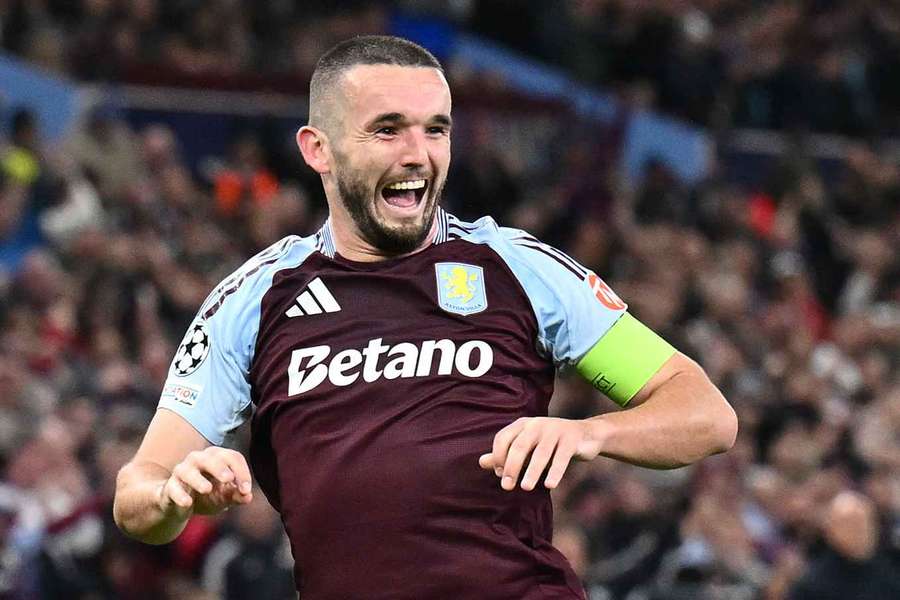 John McGinn celebrates scoring Aston Villa's opening goal against Bologna on Tuesday