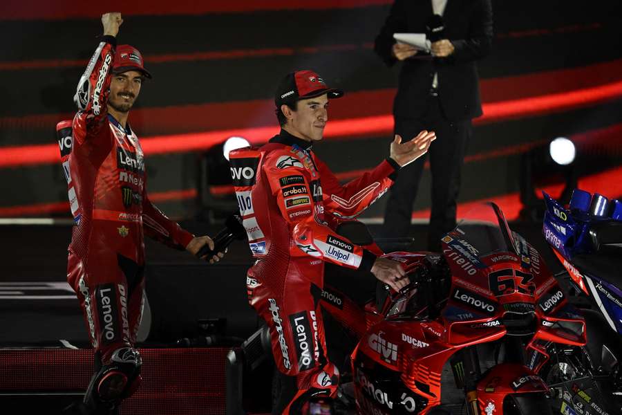 Pecco Bagnaia e Marc Marquez all'evento di inizio stagione di MotoGP