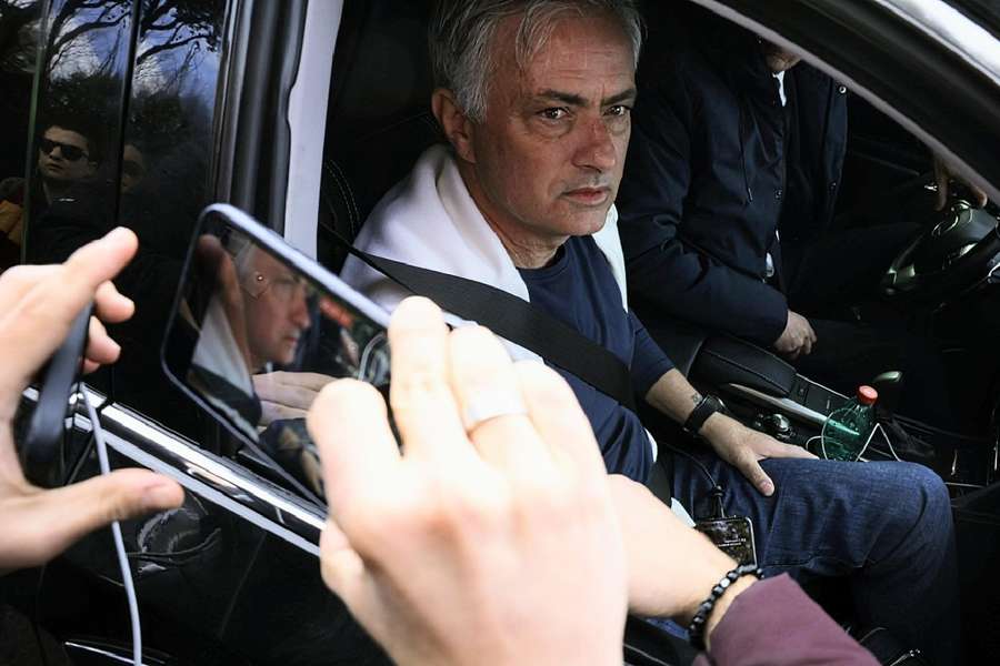 Mourinho leaving the Roma training ground after being sacked