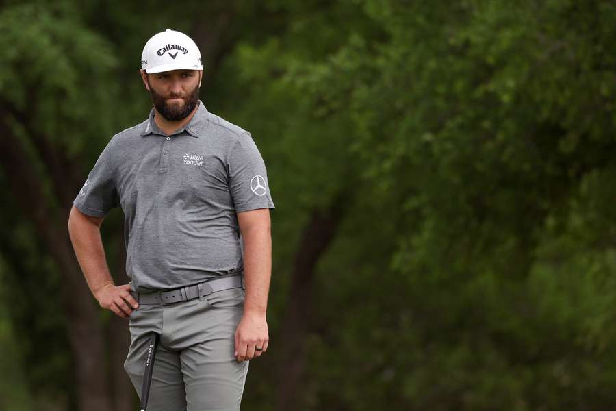 Jon Rahm of Spain lines up a putt