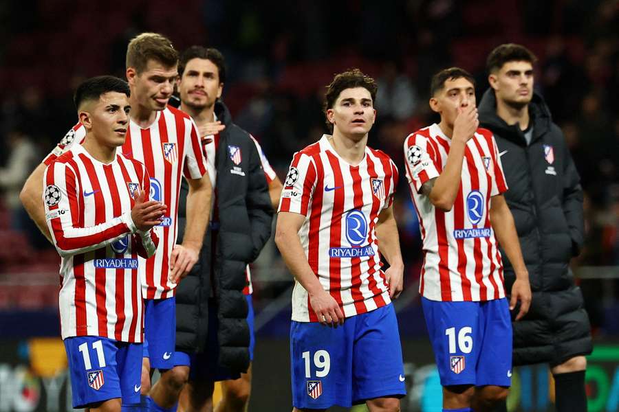 Los rostros de decepción de los jugadores del Atleti tras perder ante el Bodo/Glimt