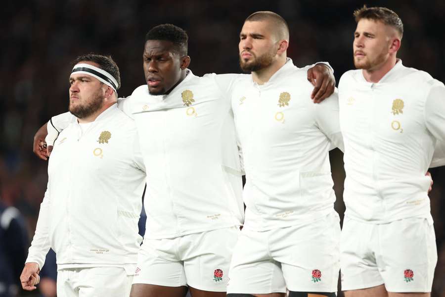 Jamie George (far left) will captain England against the All Blacks this weekend