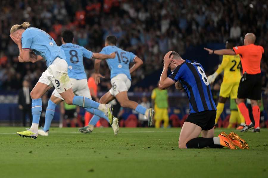 City and Inter players react to the final whistle