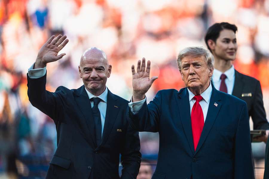 FIFA President Gianni Infantino stands next to U.S. President Donald Trump at the 2026 FIFA World Cup final