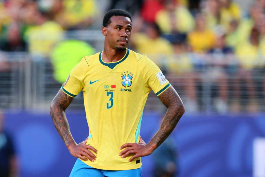 Gabriel Magalhaes reacts during Brazil's draw to Morocco Gabriel Magalhaes reacts during Brazil's draw to Morocco