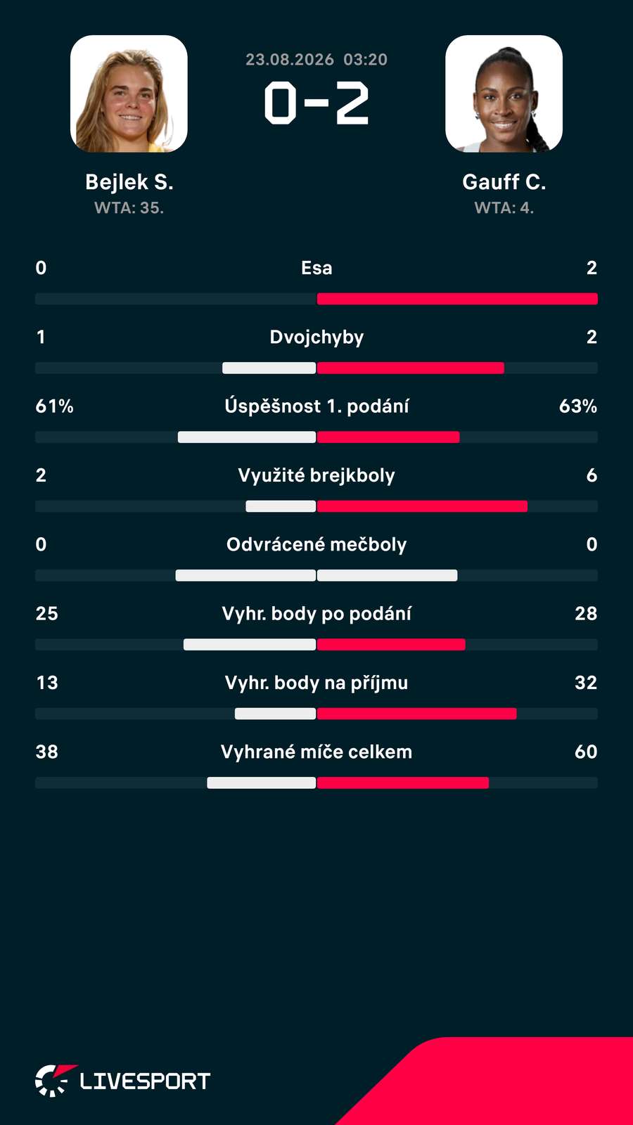 Statistiky zápasu.