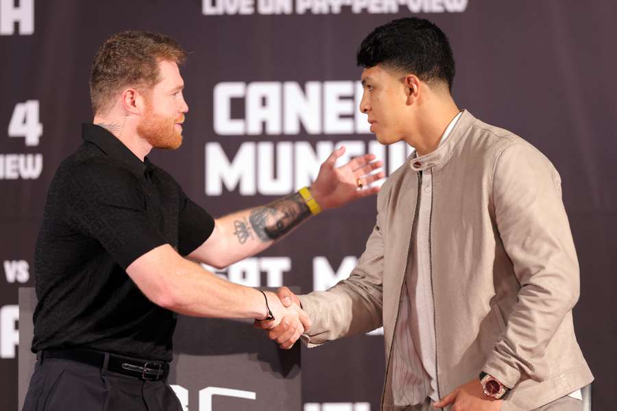 Alvarez (left) holds the IBF, WBA, WBC and WBO super-middleweight belts