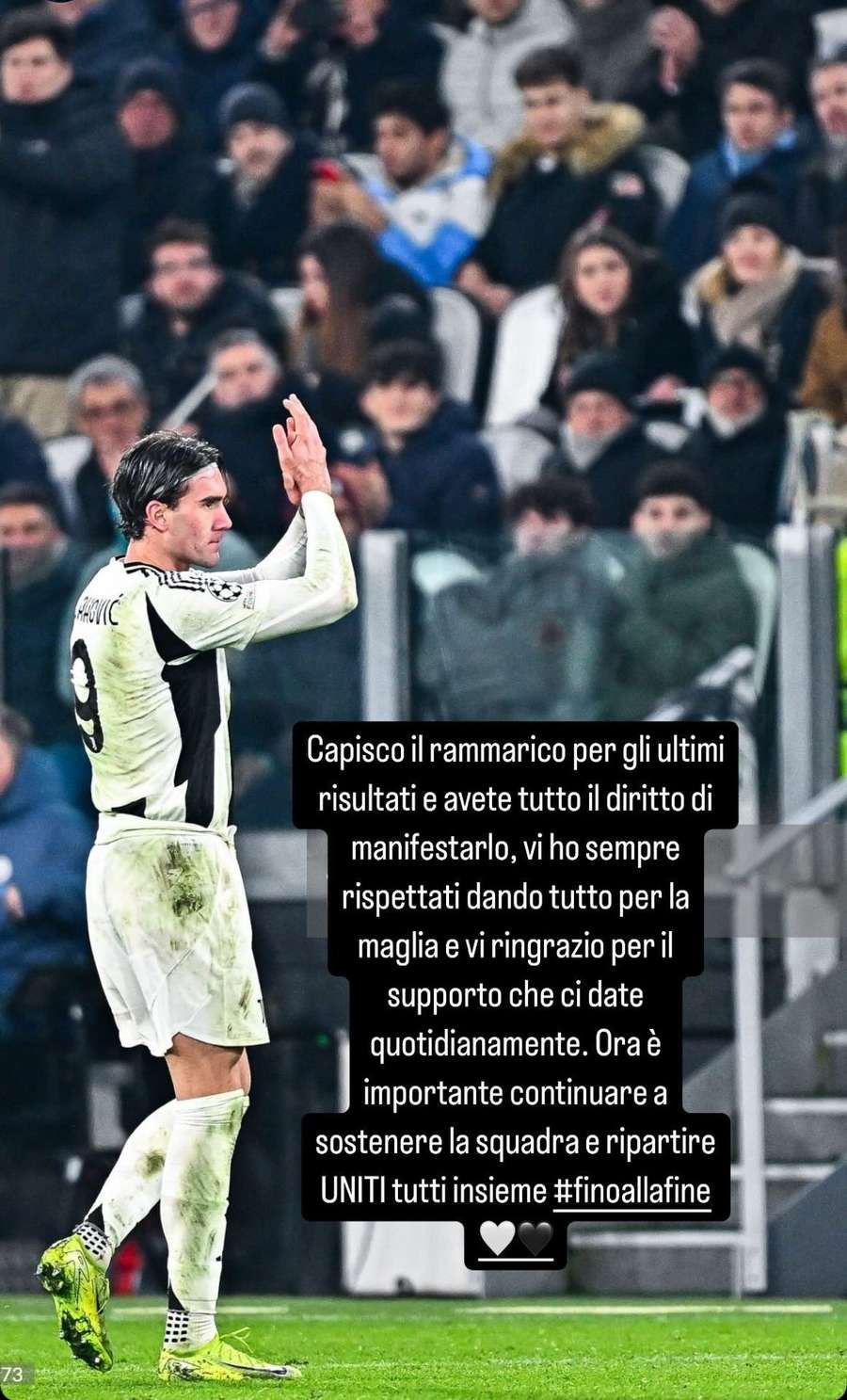 Il messaggio di Vlahovic su Instagram