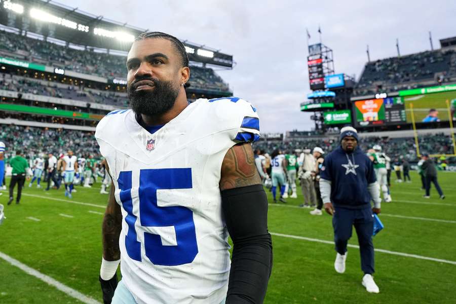Dallas Cowboys running back Ezekiel Elliot walking off the field after a game against the Eagles