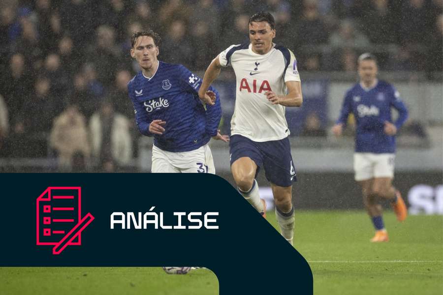 João Palhinha, do Tottenham, em ação frente ao Everton João Palhinha, do Tottenham, em ação frente ao Everton
