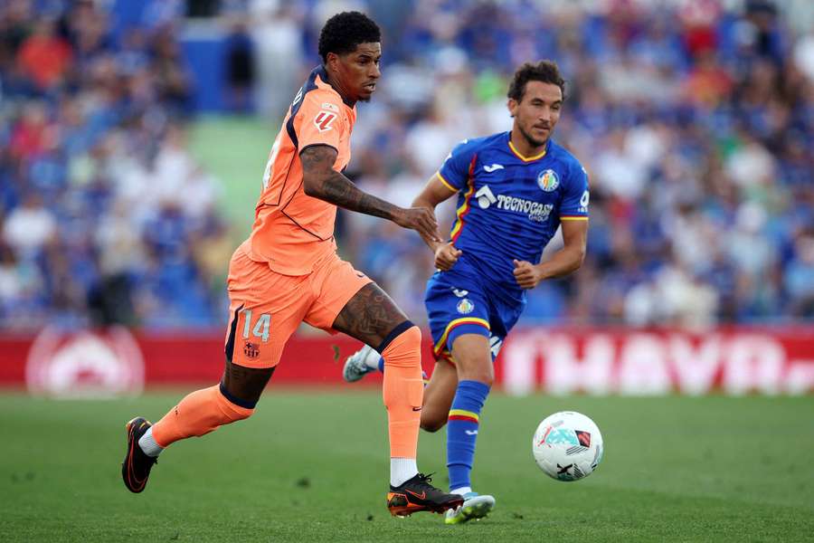 Marcus Rashford in action for Barcelona against Getafe
