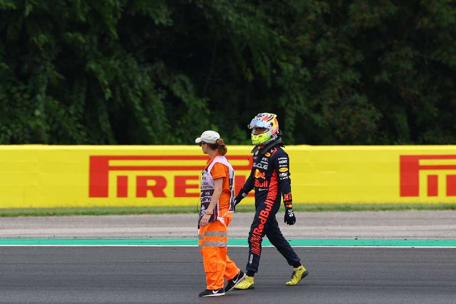 Sergio Perez after crashing during practice