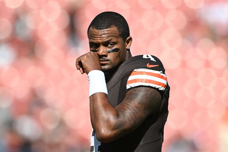 DeShaun Watson looks on during warmups (2024) DeShaun Watson looks on during warmups (2024)