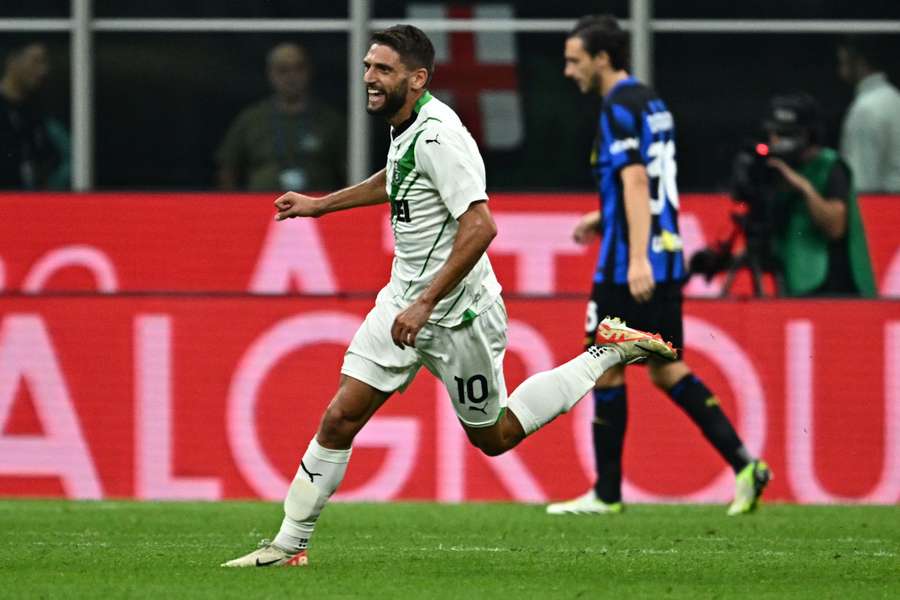Domenico Berardi celebrates after scoring against Inter