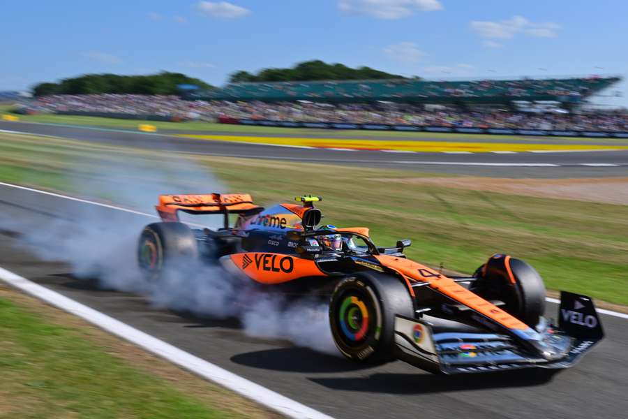 McLaren's British driver Lando Norris takes part in a practice session ahead of the British Grand Prix