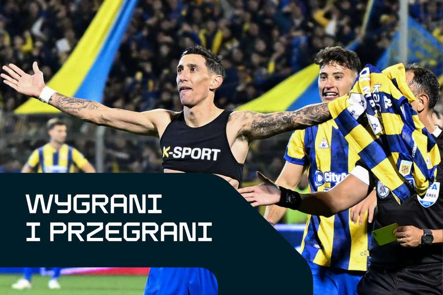 Angel Di Maria z Rosario Central świętuje gola przeciwko Newell's Old Boys