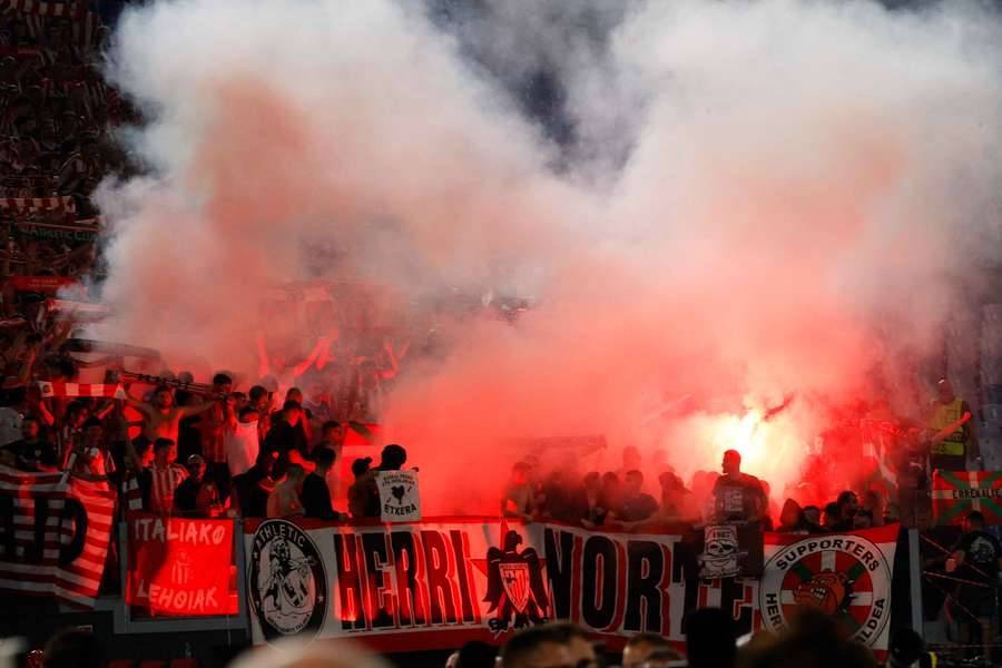 Bilbao fans lit several flares during the match