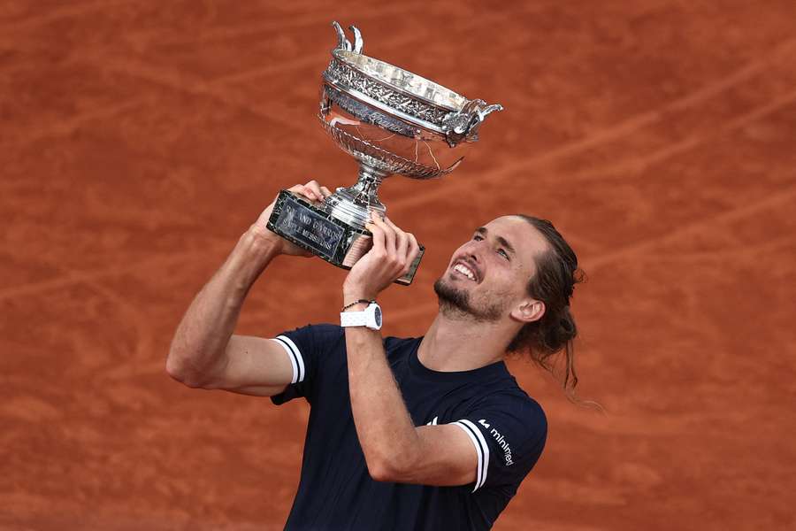 Zverev celebrates winning the French Open Zverev celebrates winning the French Open