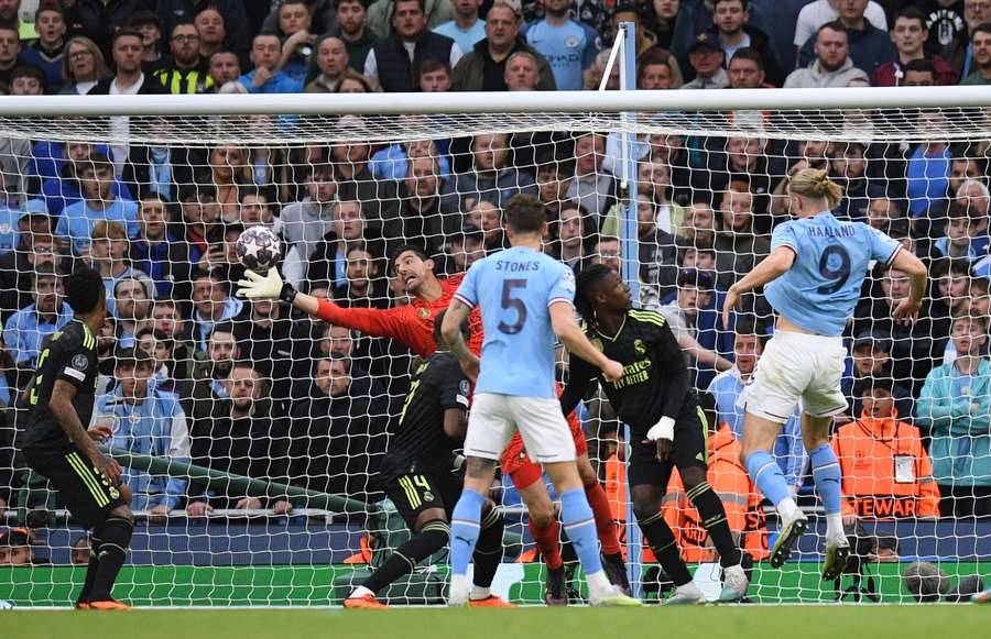 Thibaut Courtois makes a terrific save from Erling Haaland Thibaut Courtois makes a terrific save from Erling Haaland