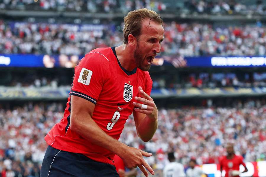 Kane celebrates after scoring