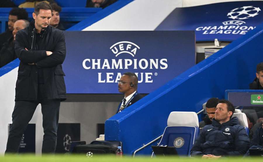 Chelsea's English caretaker manager Frank Lampard reacts during the Champions League quarter-final second-leg football match between Chelsea and Real Madrid Chelsea's English caretaker manager Frank Lampard reacts during the Champions League quarter-final second-leg football match between Chelsea and Real Madrid