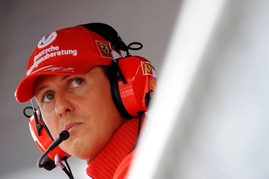 Former Ferrari driver Michael Schumacher of Germany looks on during the qualifying session for the Italian F1 Grand Prix race at Monza 