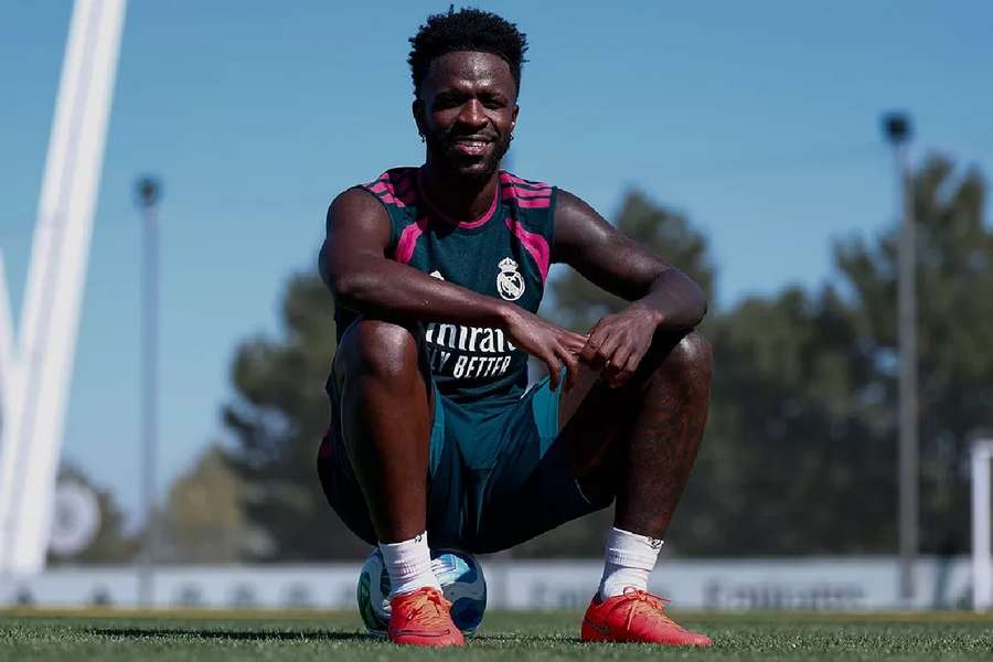 Vinícius, tras el entrenamiento 