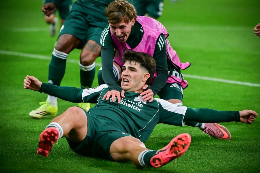 Panathinaikos celebrate their late winner