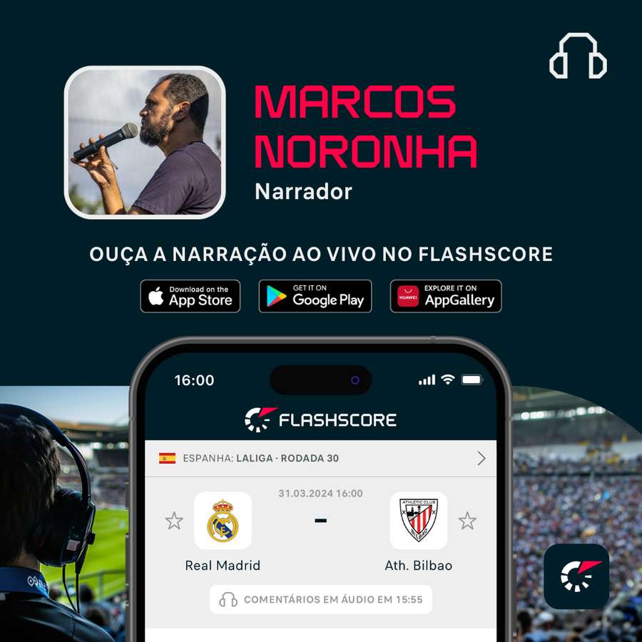 Flashscore transmite Real x Athletic com narração ao vivo