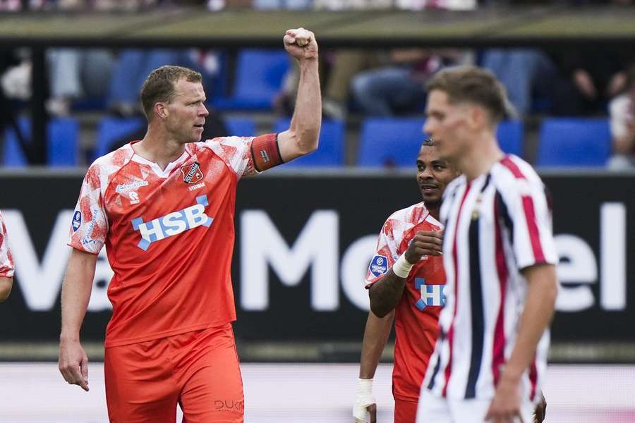 FC Volendam captain Henk Veerman celebrates scoring the 2-0 against Willem II