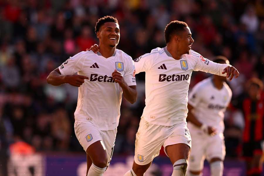 Ollie Watkins of Aston Villa celebrates scoring his goal Ollie Watkins of Aston Villa celebrates scoring his goal