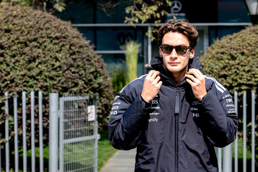 George Russell arrives at Chinese Grand Prix