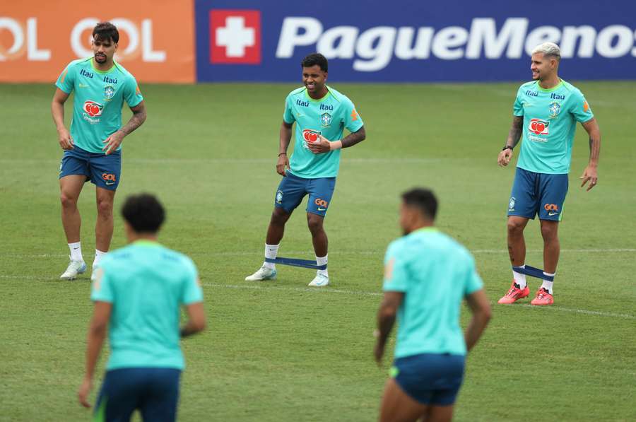 Brazil players in training